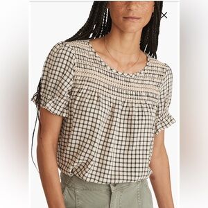 Marine Layer‎ Checkered Ruffle Sleeve Blouse